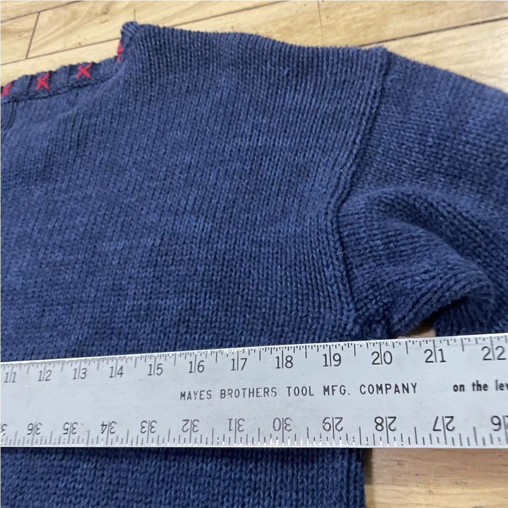 TIARA PETITES Christmas Sweater Womens M Ramie Linen Knit Blue Snowman Holiday M - Picture 11 of 16
